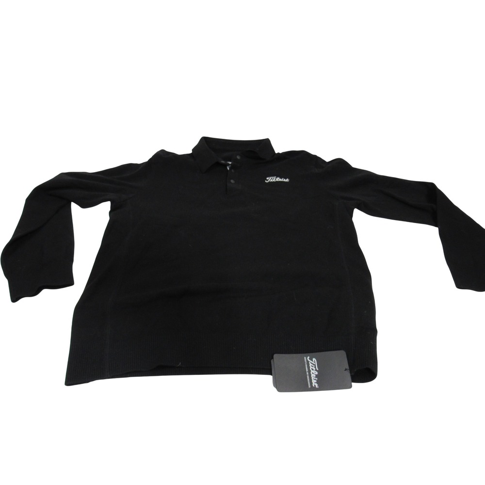 Titleist Mens Black Long Sleeve Polo Sweater TIPMK3302 XXL New With Tags